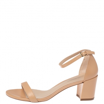 Pre Owned Stuart Weitzman Peachy Orange Leather Open Toe Ankle Strap Sandals Size 39.5