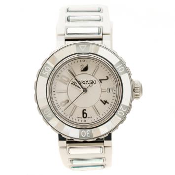 Pre Owned Swarovski White Stainless Steel Octea Sport Women's Wristwatch 39 mm