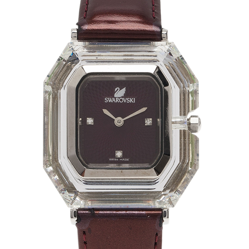 Pre Owned Swarovski Purple Stainless Steel Rock N Light Women's Wristwatch 40MM