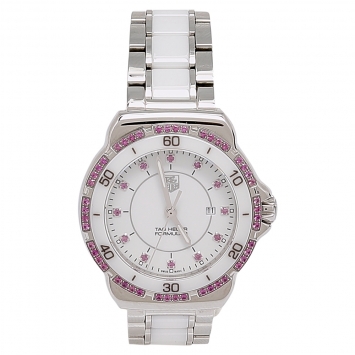 Pre Owned Tag Heuer White Stainless Steel Ceramic Formula 1 WAH1319 Women's Wristwatch 32 mm