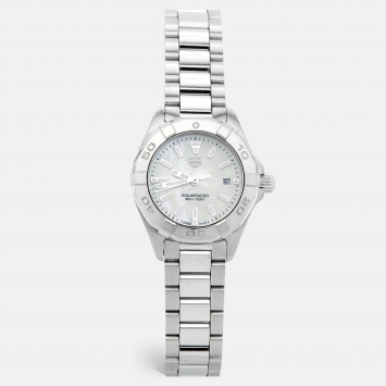 Pre Owned Tag Heuer Mother of Pearl Stainless Steel Aquaracer WBD1411.BA0741 Women's Wristwatch 27 mm