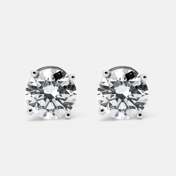 Pre Owned 18k White Gold Round Brilliant Cut Lab Grown Diamonds Earrings (Approx 6.00 ct)