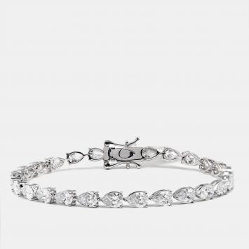Pre Owned 10.06 cts Pear Brilliant Cut Lab Grown Diamond 18k White Gold Tennis Bracelet