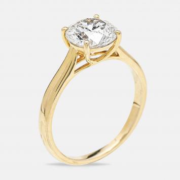 2.00 cts Round Brilliant Cut 18k Yellow Gold Lab Grown Diamonds Ring Size 54