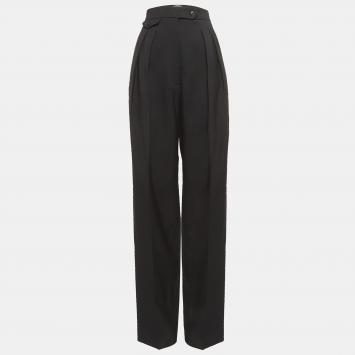 Pre Owned The Row Black Wool & Mohair Wide Leg Pants M