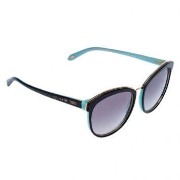 Pre Owned Tiffany & Co. Turquoise Blue/ Grey Gradient TF 4146 Round Sunglasses