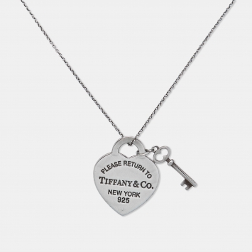 Pre Owned Tiffany & Co. Return To Tiffany Heart Tag Key Sterling Silver Pendant Necklace