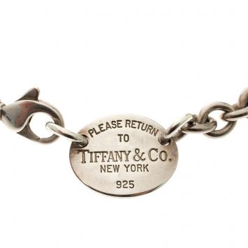 Pre Owned Tiffany & Co. Return to Tiffany Oval Tag Silver Necklace