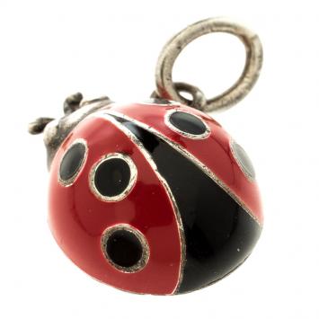 مملوكة مسبقًا Tiffany & Co. Red & Black Enamel Ladybug Silver Charm Pendant