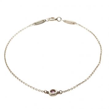 Pre Owned Tiffany & Co. Elsa Peretti Color By The Yard Pink Sapphire Silver Bracelet