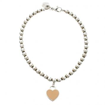 Pre Owned Tiffany & Co. Return to Tiffany Heart Tag Enamel Silver Beads Bracelet