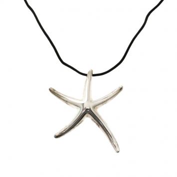 Pre Owned Tiffany & Co. Elsa Peretti Starfish Sliver Pendant Cord Necklace 