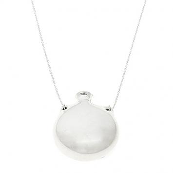 Pre Owned Tiffany & Co. Elsa Peretti Bottle Open Bottle Silver Pendant Necklace