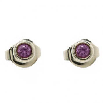Pre Owned Tiffany & Co. Elsa Peretti Color By The Yard Pink Sapphire Silver Stud Earrings 