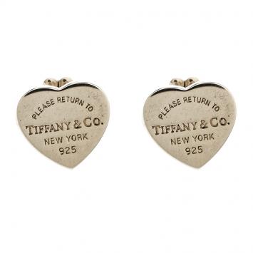 Pre Owned Tiffany & Co. Return To Tiffany Mini Heart Tag Silver Stud Earrings