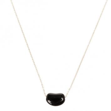 Pre Owned Tiffany & Co. Elsa Peretti Bean Black Jade and Silver Pendant Necklace