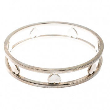 Pre Owned Tiffany & Co. Open Heart Silver Wide Bangle Bracelet