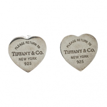 Pre Owned Tiffany & Co. Return To Tiffany Mini Heart Tag Silver Stud Earrings