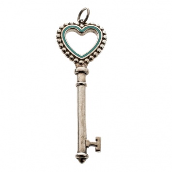 Pre Owned Tiffany & Co. Beaded Heart Enamel Key Silver Pendant