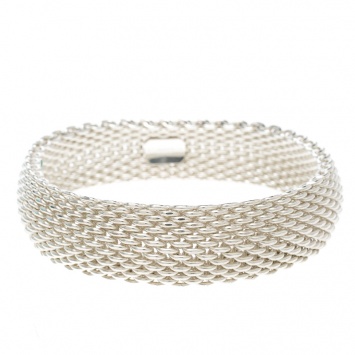 Pre Owned Tiffany & Co. Somerset Silver Mesh Bangle Bracelet