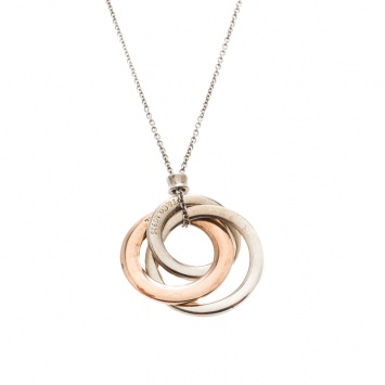 Pre Owned Tiffany & Co. 1837 Interlocking Circles Rubedo & Silver Pendant Necklace