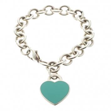 مملوكة مسبقًا Tiffany & Co. Return To Tiffany Enamel Heart Tag Silver Bracelet 18cm