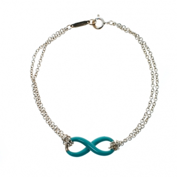 Pre Owned Tiffany & Co. Infinity Blue Enamel Silver Bracelet