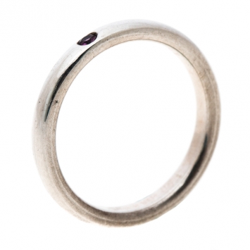 Pre Owned Tiffany & Co. Elsa Peretti Pink Sapphire Silver Band Ring Size 50