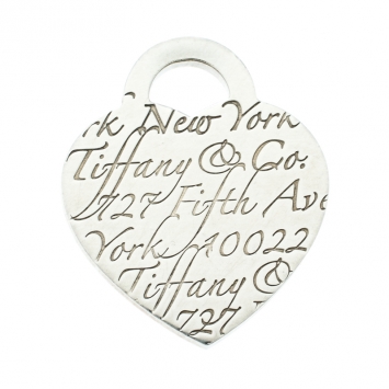 Pre Owned Tiffany & Co. Tiffany Notes Fifth Avenue New York Engraved Heart Silver Pendant Charm 