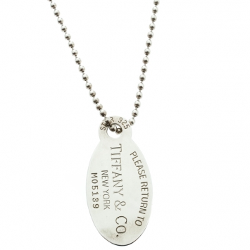 Pre Owned Tiffany & Co. Return To Tiffany Oval Tag Silver Beaded Chain Necklace