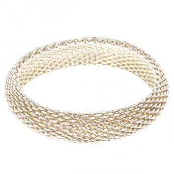 Pre Owned Tiffany & Co. Somerset Narrow Silver Bangle Women 18CM