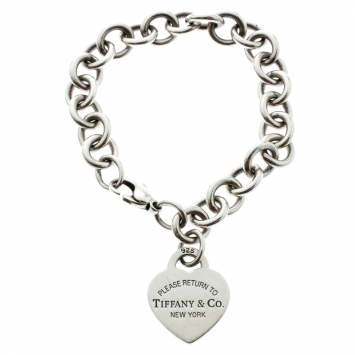 Pre Owned Tiffany & Co. Return to Tiffany Heart Tag Silver Bracelet