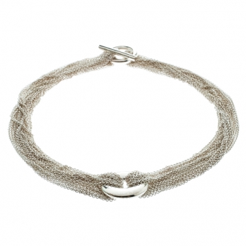 Pre Owned Tiffany & Co. Circular Silver Multi Chain Mesh Toggle Necklace