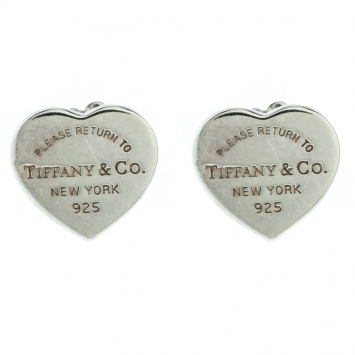 Pre Owned Tiffany & Co. Return to Tiffany Silver Mini Heart Tag Stud Earrings