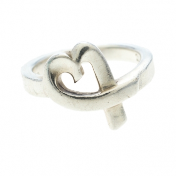 Pre Owned Tiffany & Co. Paloma Picasso Loving Heart Silver Ring Size 52.5