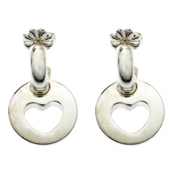 Pre Owned Tiffany & Co. Stencil Heart Drop Sterling Silver Earrings