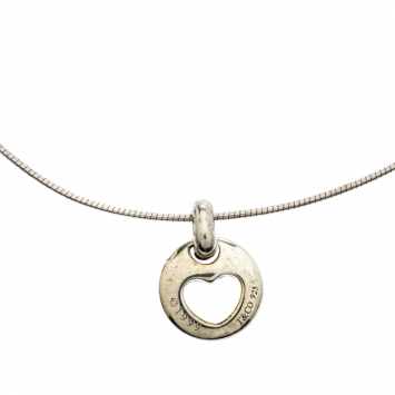 Pre Owned Tiffany & Co. Stencil Heart Pendant Wire Chain Necklace