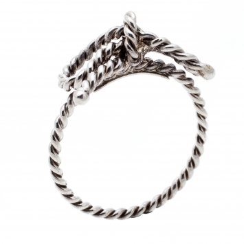 Pre Owned Tiffany & Co. Twist Bow Sterling Silver Ring Size 51