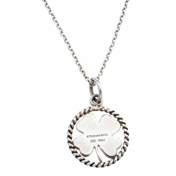 Pre Owned Tiffany Twist Clover Charm Silver Pendant 