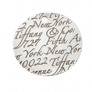 Pre Owned Tiffany & Co. Tiffany Notes Fifth Avenue New York Engraved Circular Silver Pendant Charm 