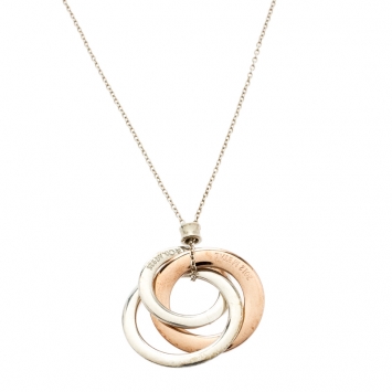Pre Owned Tiffany &  Co. Tiffany 1837 Rubedo and Silver Interlocking Circles Pendant Necklace