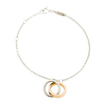 Pre Owned Tiffany & Co. Tiffany 1837 Silver Rubedo Interlocking Circles Chain Bracelet