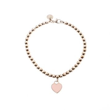 Pre Owned Tiffany & Co. Return to Tiffany Enamel Heart Tag Silver Bead Bracelet