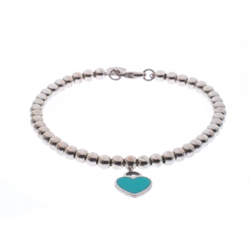 مملوكة مسبقًا Tiffany & Co. Return to Tiffany Heart Tag Enamel Silver Beads Bracelet