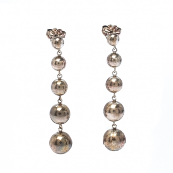 Pre Owned Tiffany & Co. Retired Graduated Bead Silver Drop Earrings