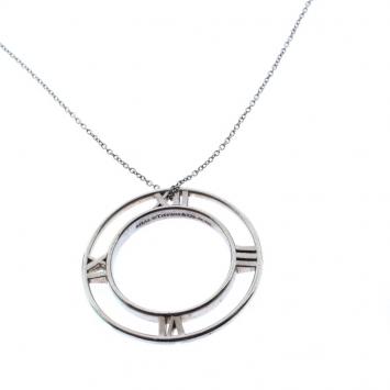 Pre Owned Tiffany & Co. Atlas II Medallion Silver Pendant Necklace