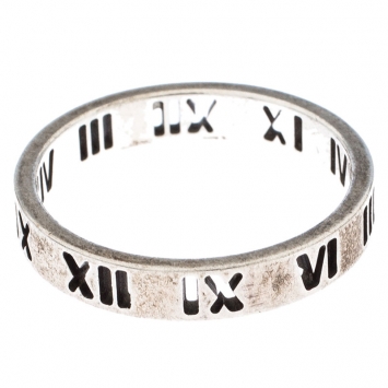 مملوكة مسبقًا Tiffany & Co. Atlas Roman Numeral Silver Band Ring Size 57