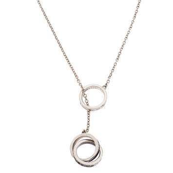 Pre Owned Tiffany & Co. 1837 Interlocking Circles Silver Lariat Pendant Necklace