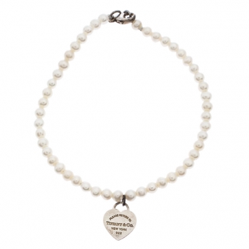 Pre Owned  Tiffany & Co. Pearl Return To Tiffany Silver Heart Tag Bracelet