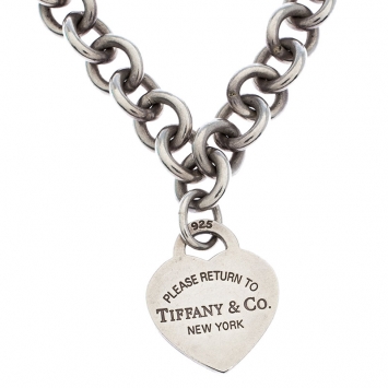 Pre Owned Tiffany & Co. Return to Tiffany Heart Tag Silver Chain Link Necklace